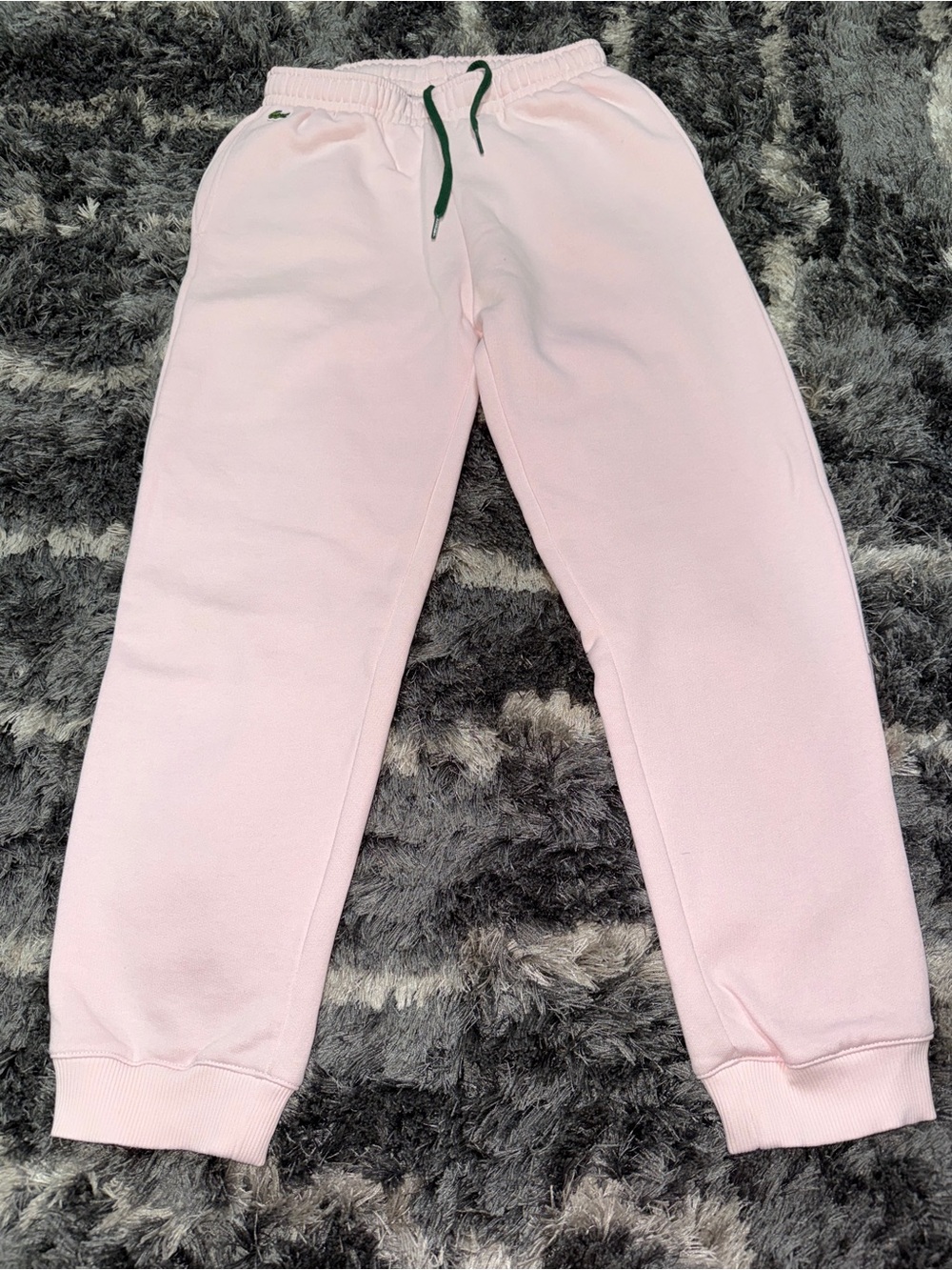Lacoste Kids Light Pink Jogger Sweatpants with Dark Green Drawcord